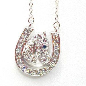 White gold Plated Crystal Horse/Horseshoe Necklace